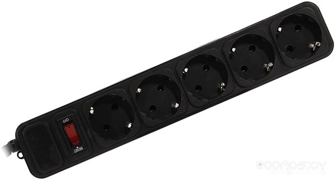 5 розеток, 3 м, черный (SP-5-3B)