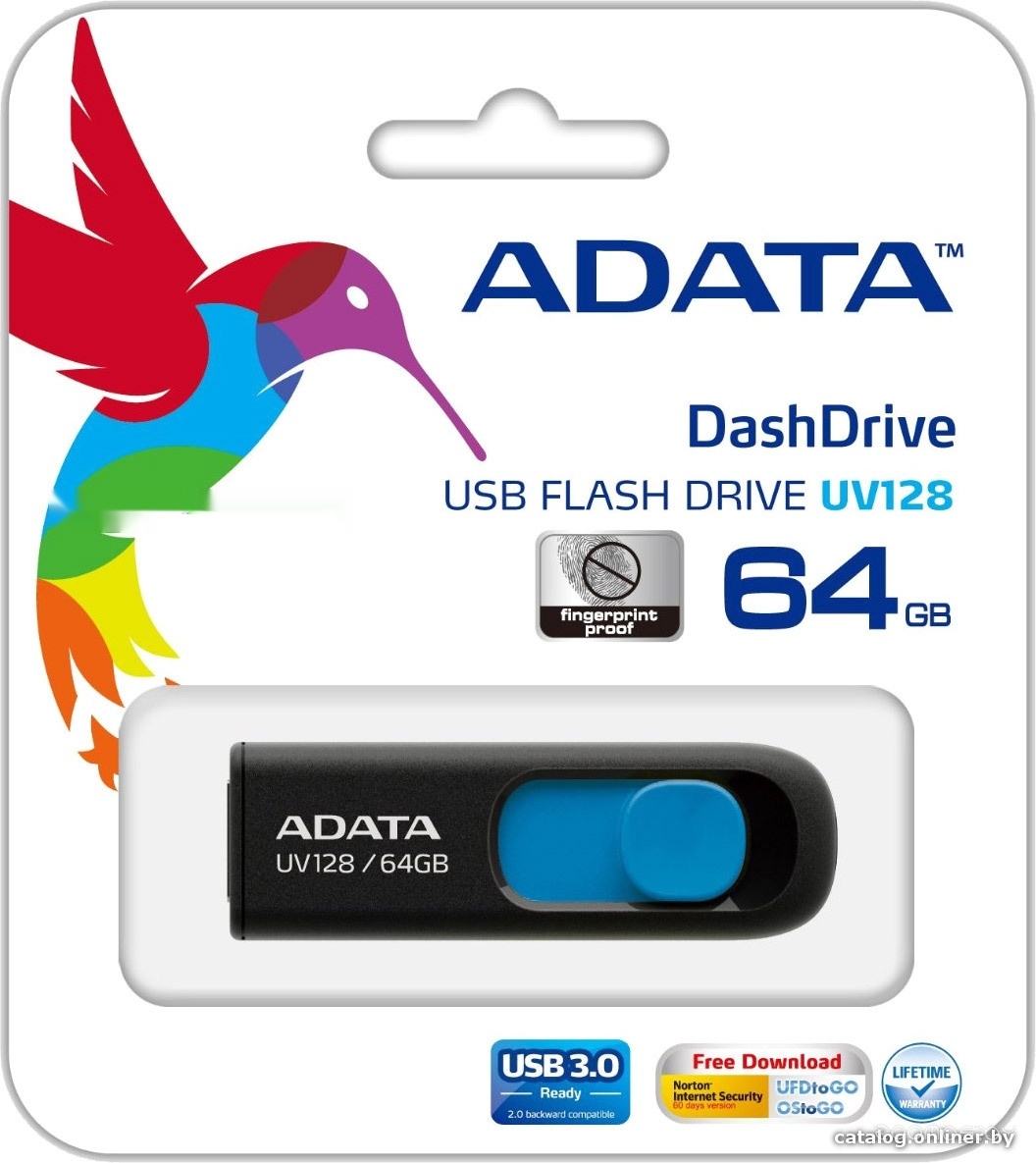 DashDrive UV128 64GB (черный/синий)