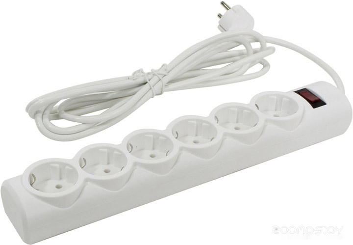 6 розеток, 3 м, белый (DFS 153)