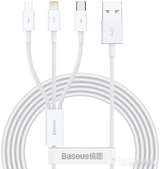 Superior Series Fast Charging USB Type-A - USB Type-C/microUSB/Lightning (1 м, белый)