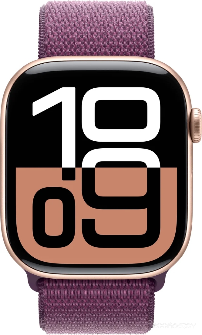 Watch Series 10 46 мм (алюминиевый корпус, розовое золото/сливовый, нейлоновый ремешок)