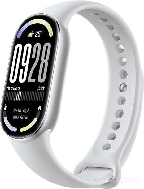 Smart Band 10 M2459B1 (серебристый, с белым силиконовым ремешком, международная версия)