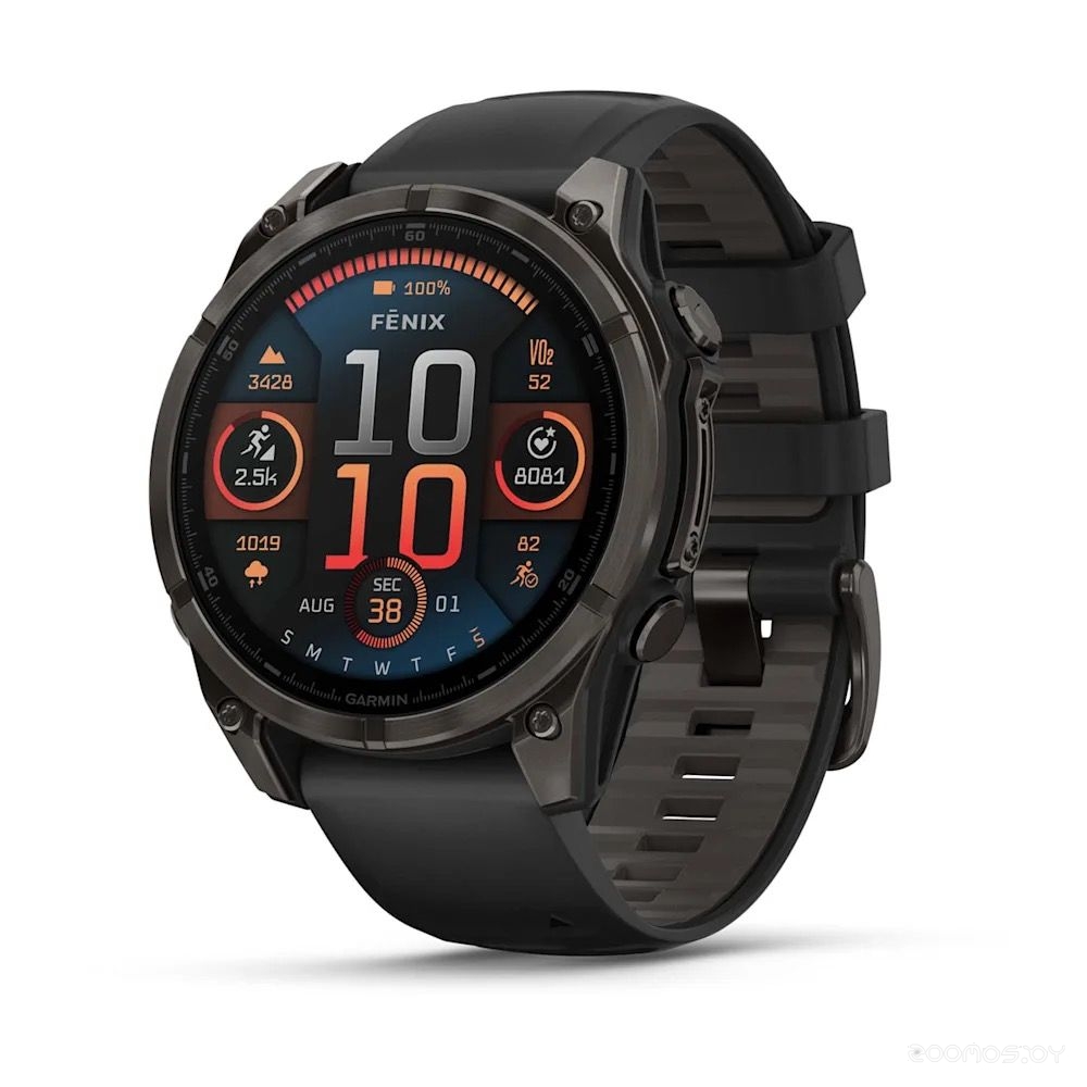 Fenix 8 Sapphire, Titanium 47мм (угольно-черный DLC, пепельно-черный силиконовый ремешок)