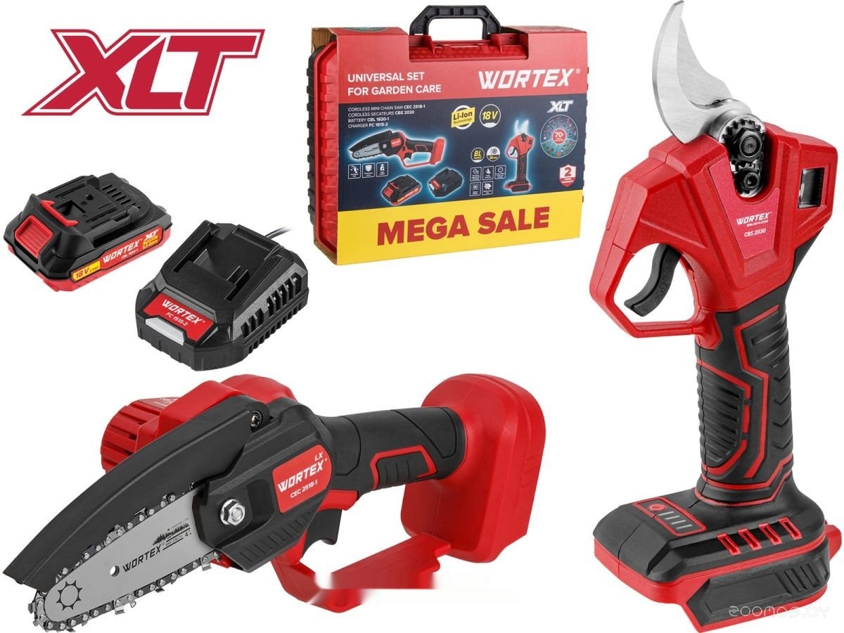 1329851 (цепная пила, секатор, 1 АКБ, кейс)