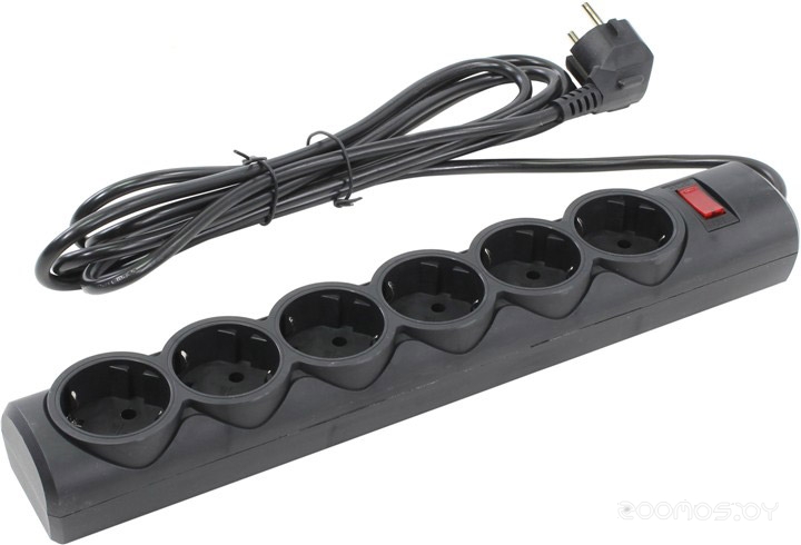 6 розеток, 3 м, черный (DFS 153)