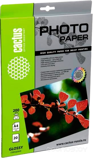 Глянцвая А4 200 г/м2 20 листов (CS-GA420020)
