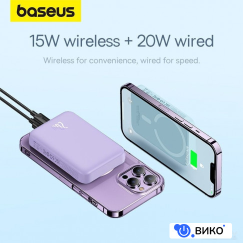 Magnetic Mini Air Wireless Fast Charge Power Bank 20W 10000mAh (голубой), фото 9