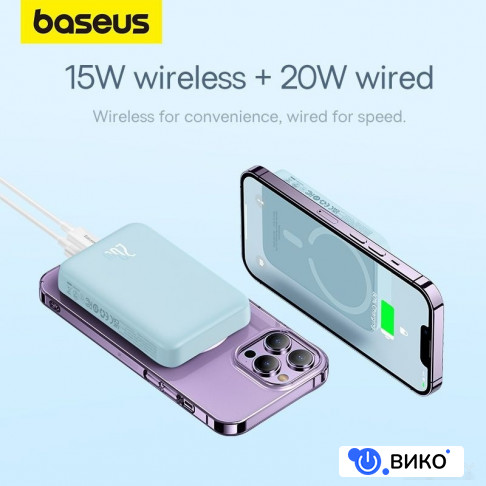 Magnetic Mini Air Wireless Fast Charge Power Bank 20W 10000mAh (голубой), фото 24