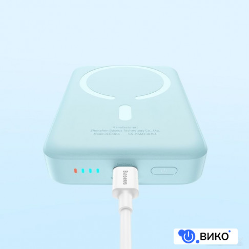 Magnetic Mini Air Wireless Fast Charge Power Bank 20W 10000mAh (голубой), фото 28