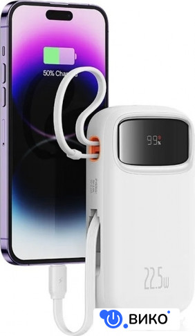 Qpow2 Dual-Cable Digital Display Fast Charge Power Bank 22.5W 10000mAh (черный), фото 9