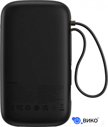 Qpow2 Dual-Cable Digital Display Fast Charge Power Bank 22.5W 10000mAh (черный), фото 1