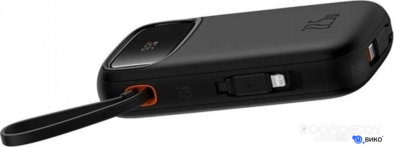 Qpow2 Dual-Cable Digital Display Fast Charge Power Bank 22.5W 10000mAh (черный), фото 2